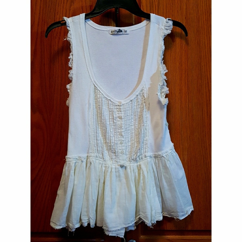 ANGEL - "7032" FRAYED PEPLUM BEADED TANK